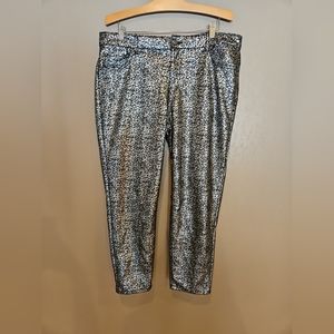 Time And Tru Black Silver Mid Rise Slim Fit Pants Size Women's 18